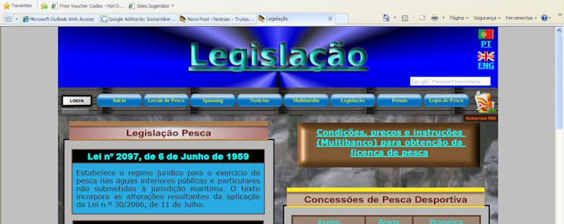 Legislação sobre pesca às trutas.