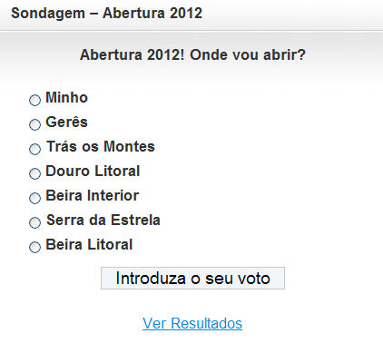 Sondagem abertura pesca trutas 2012 Sondagem abertura pesca trutas 2012 Abertura às trutas 2012: Sondagem